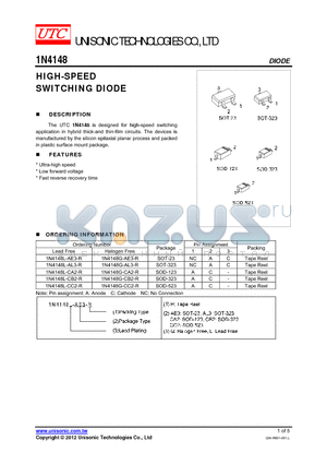 1N4148G-AL3-R datasheet - HIGH-SPEED SWITCHING DIODE