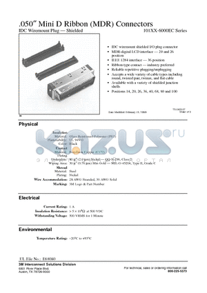 10136-6000EC datasheet - 050, Mini D Ribbon (MDR) Connectors