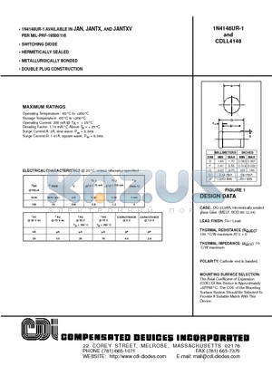 1N4148UR-1 datasheet - SWITCHING DIODE