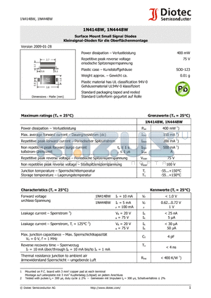 1N4148W datasheet - Surface Mount Small Signal Diodes