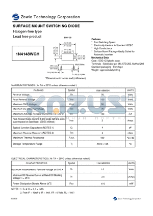 1N4148WGH datasheet - SURFACE MOUNT SWITCHING DIODE