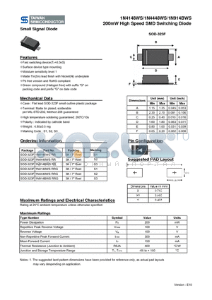 1N4148WSRR datasheet - 200mW High Speed SMD Switching Diode