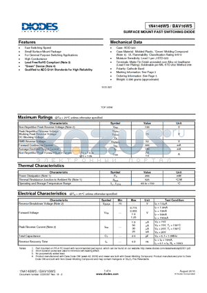 1N4148WS_10 datasheet - SURFACE MOUNT FAST SWITCHING DIODE