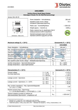 1N4148WS_11 datasheet - Surface Mount Small Signal Diodes