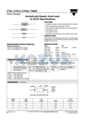 749DX datasheet - Hermetically Sealed, Axial-Lead, To CECC Specifications