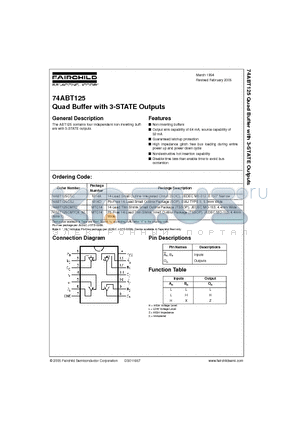 74ABT125 datasheet - Quad Buffer with 3-STATE Outputs