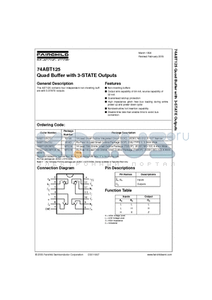 74ABT125CMTC datasheet - Quad Buffer with 3-STATE Outputs