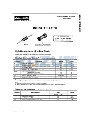 1N4150 datasheet - High Conductance Ultra Fast Diode