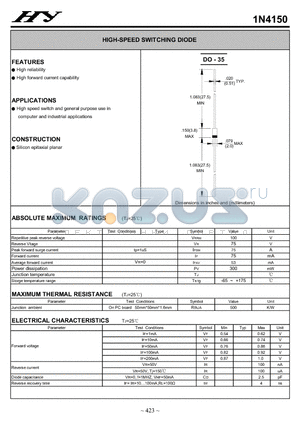 1N4150 datasheet - HIGH-SPEED SWITCHING DIODE