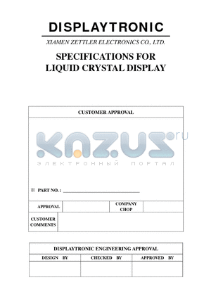 AGM1964A datasheet - SPECIFICATIONS FOR LIQUID CRYSTAL DISPLAY