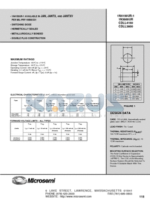 1N4150UR-1 datasheet - SWITCHING DIODE