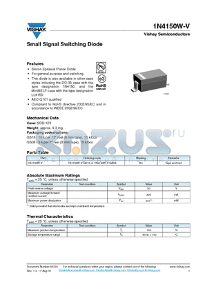 1N4150W-V_12 datasheet - Small Signal Switching Diode