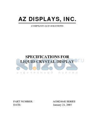 AGM2464E datasheet - SPECIFICATIONS FOR LIQUID CRYSTAL DISPLAY