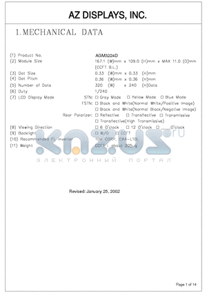 AGM3224D datasheet - LCD MODULE