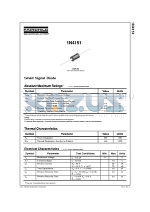 1N4151 datasheet - Small Signal Diode