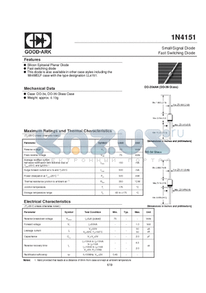 1N4151 datasheet - Small-Signal Diode Fast Switching Diode