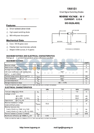 1N4151 datasheet - Small Signal Switching Diodes