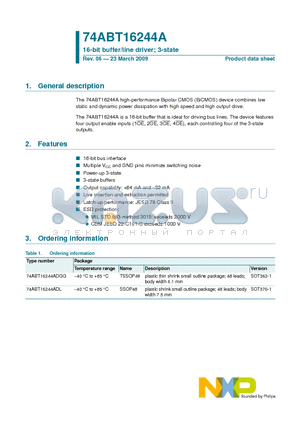 74ABT16244A datasheet - 16-bit buffer/line driver; 3-state