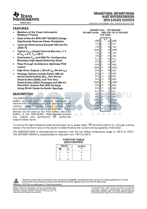 74ABT16244ADGVRE4 datasheet - 16-BIT BUFFERS/DRIVERS WITH 3-STATE OUTPUTS