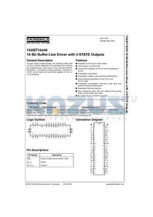 74ABT16244CSSC datasheet - 16-Bit Buffer/Line Driver with 3-STATE Outputs