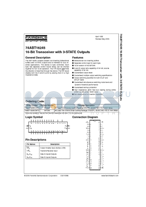 74ABT16245 datasheet - 16-Bit Transceiver with 3-STATE Outputs