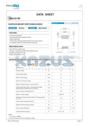 1N4151W_09 datasheet - SURFACE MOUNT SWITCHING DIODES