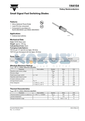 1N4154 datasheet - Silicon Epitaxial Planar Diode