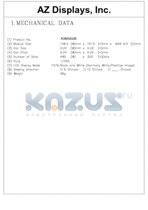 AGM4832B datasheet - LCD MODULE