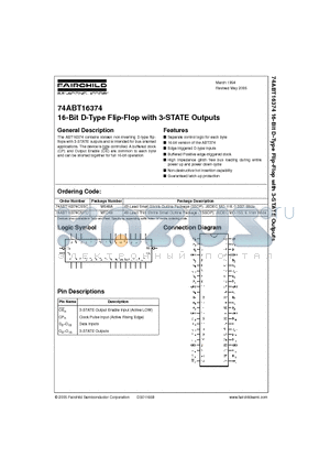 74ABT16374CMTD datasheet - 16-Bit D-Type Flip-Flop with 3-STATE Outputs