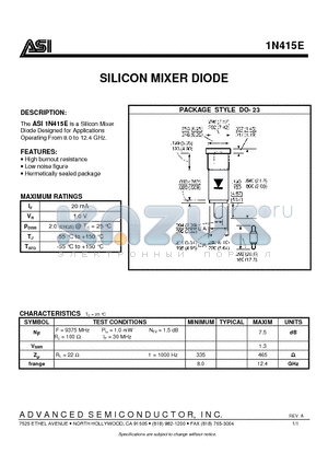 1N415E datasheet - SILICON MIXER DIODE