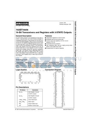 74ABT16646 datasheet - 16-Bit Transceivers and Registers with 3-STATE Outputs