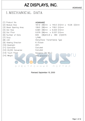 AGM6448Z datasheet - LCD MODULE