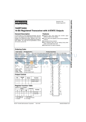 74ABT16952CMTD datasheet - 16-Bit Registered Transceiver with 3-STATE Outputs