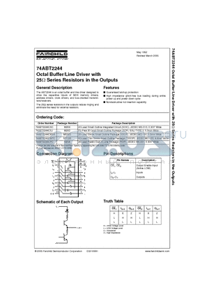 74ABT2244 datasheet - Octal Buffer/Line Driver with 25 Series Resistors in the Outputs