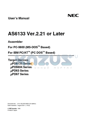AS6133 datasheet - For PC-9800 (MS-DOS-TM Based), For IBM PC/ATTM (PC DOS-TM Based)
