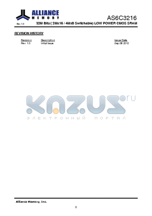 AS6C3216 datasheet - 32M Bits ( 2Mx16 / 4Mx8 Switchable) LOW POWER CMOS SRAM