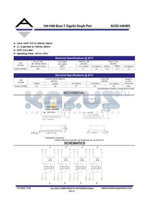 AGSC-2409BS datasheet - 100/1000 Base T Gigabit Single Port