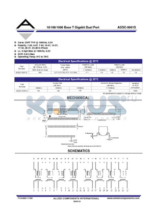 AGSC-5001S datasheet - 10/100/1000 Base T Gigabit Dual Port