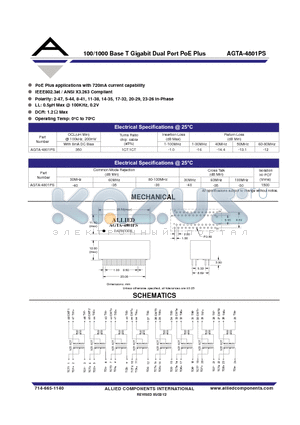 AGTA-4801PS datasheet - 100/1000 Base T Gigabit Dual Port PoE Plus