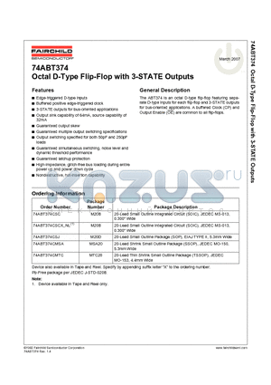 74ABT374CSCX_NL datasheet - Octal D-Type Flip-Flop with 3-STATE Outputs