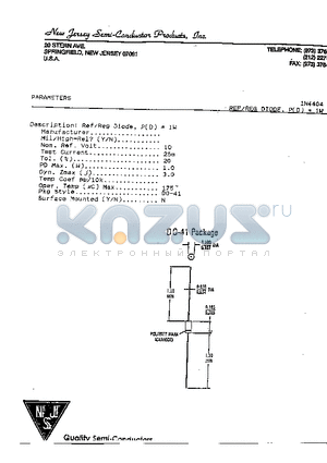 1N4404 datasheet - REF/RED DIODE, P(D) = 1W