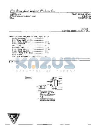 1N4435B datasheet - REF/RED DIODE, P(D) = 1W