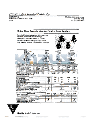 1N4436 datasheet - 10 Amp Silicon Avalanche integrated Full Wave Bridge Rectifiers