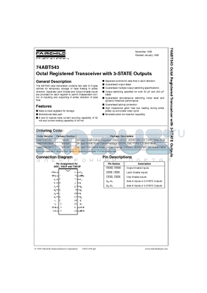 74ABT543 datasheet - Octal Registered Transceiver with 3-STATE Outputs