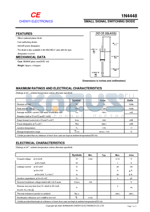 1N4448 datasheet - SMALL SIGNAL SWITCHING DIODE