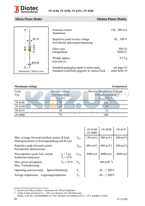 1N4448 datasheet - Silicon Planar Diodes