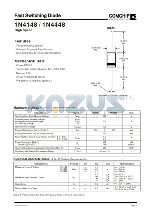 1N4448 datasheet - Fast Switching Diode