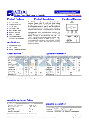 AH101-PCB datasheet - Medium Power, High Linearity Amplifier