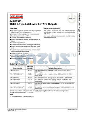 74ABT573CSC datasheet - Octal D-Type Latch with 3-STATE Outputs