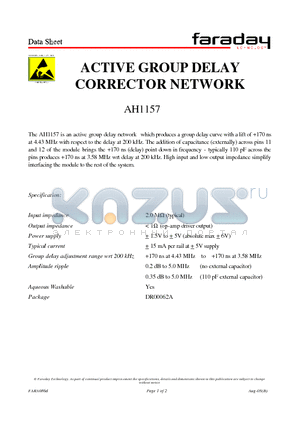 AH1157 datasheet - ACTIVE GROUP DELAY CORRECTOR NETWORK